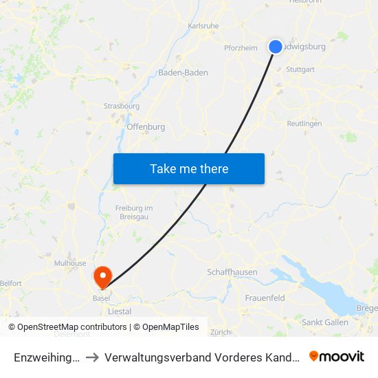 Enzweihingen to Verwaltungsverband Vorderes Kandertal map