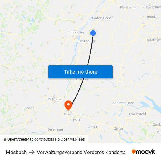 Mösbach to Verwaltungsverband Vorderes Kandertal map