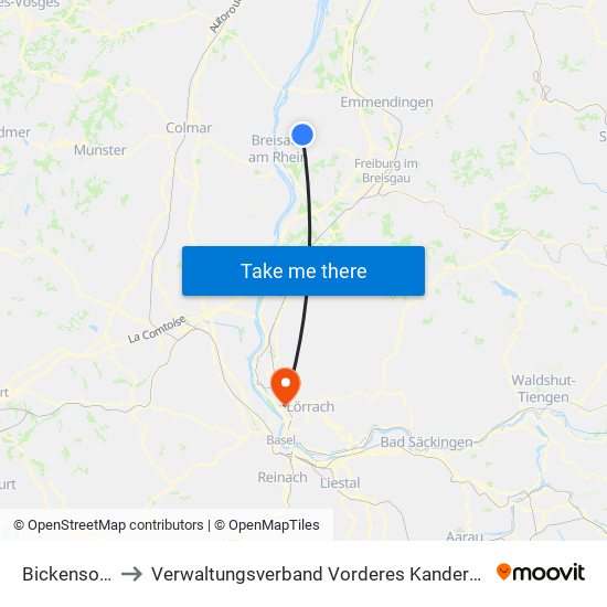 Bickensohl to Verwaltungsverband Vorderes Kandertal map