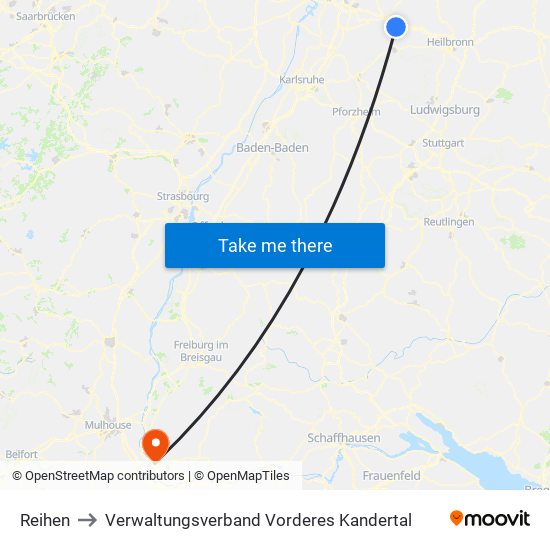 Reihen to Verwaltungsverband Vorderes Kandertal map