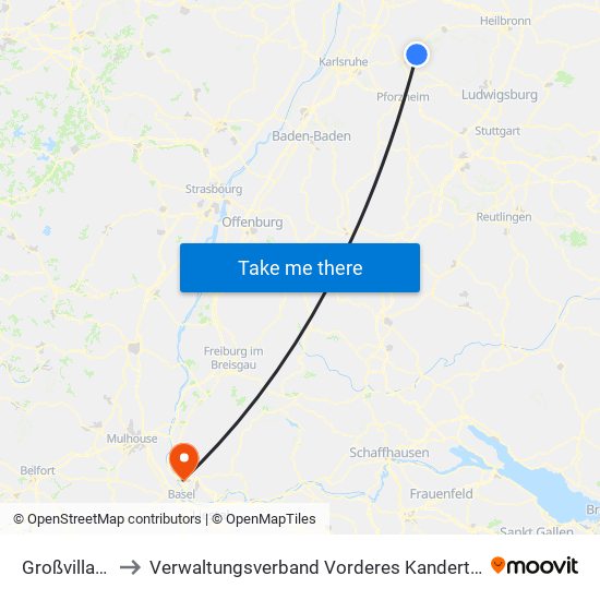 Großvillars to Verwaltungsverband Vorderes Kandertal map