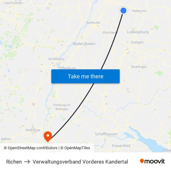 Richen to Verwaltungsverband Vorderes Kandertal map