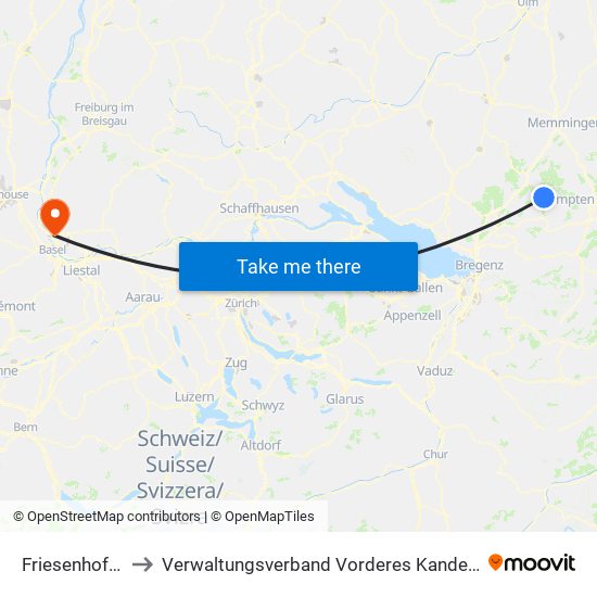 Friesenhofen to Verwaltungsverband Vorderes Kandertal map