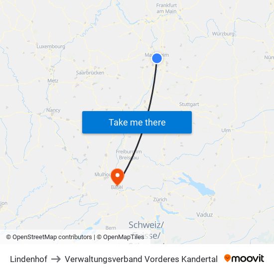 Lindenhof to Verwaltungsverband Vorderes Kandertal map