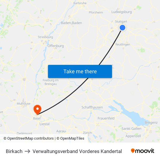 Birkach to Verwaltungsverband Vorderes Kandertal map