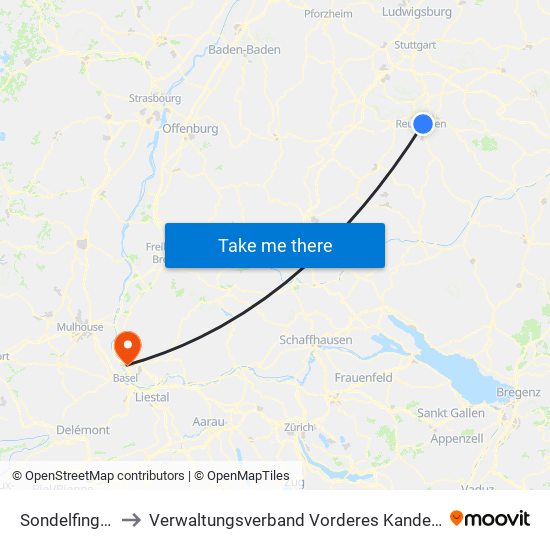 Sondelfingen to Verwaltungsverband Vorderes Kandertal map