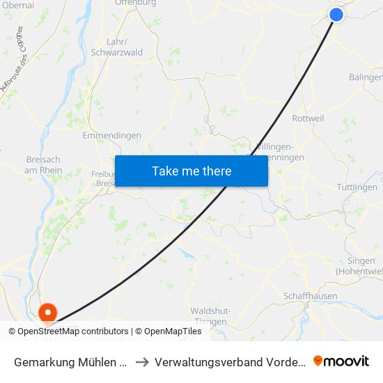 Gemarkung Mühlen am Neckar to Verwaltungsverband Vorderes Kandertal map