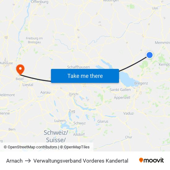 Arnach to Verwaltungsverband Vorderes Kandertal map
