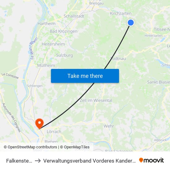 Falkensteig to Verwaltungsverband Vorderes Kandertal map