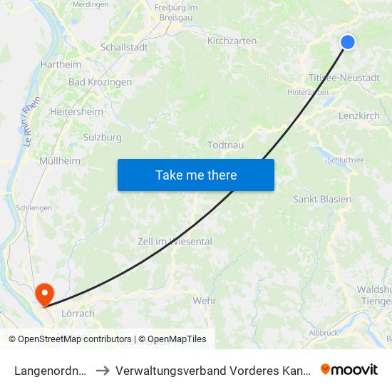 Langenordnach to Verwaltungsverband Vorderes Kandertal map