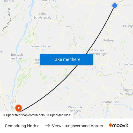 Gemarkung Horb am Neckar to Verwaltungsverband Vorderes Kandertal map