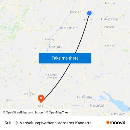 Ruit to Verwaltungsverband Vorderes Kandertal map