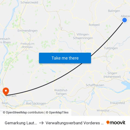 Gemarkung Lautlingen to Verwaltungsverband Vorderes Kandertal map