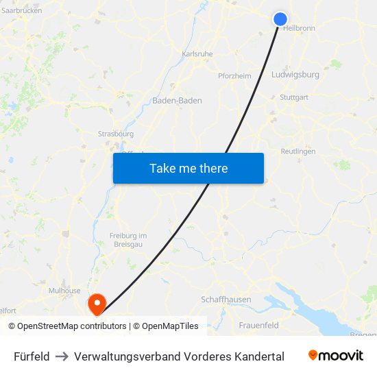 Fürfeld to Verwaltungsverband Vorderes Kandertal map