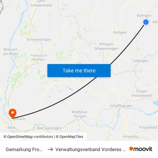 Gemarkung Frommern to Verwaltungsverband Vorderes Kandertal map