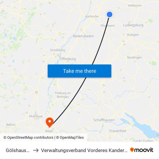 Gölshausen to Verwaltungsverband Vorderes Kandertal map