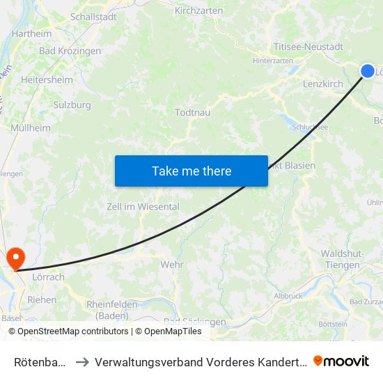 Rötenbach to Verwaltungsverband Vorderes Kandertal map