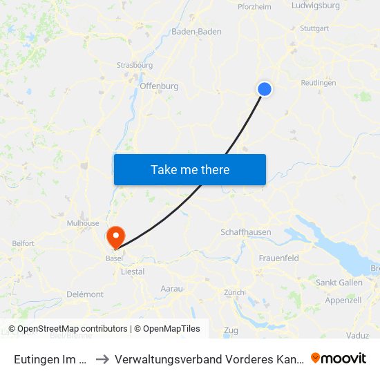 Eutingen Im Gäu to Verwaltungsverband Vorderes Kandertal map