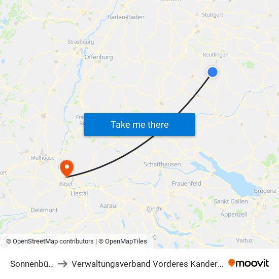 Sonnenbühl to Verwaltungsverband Vorderes Kandertal map