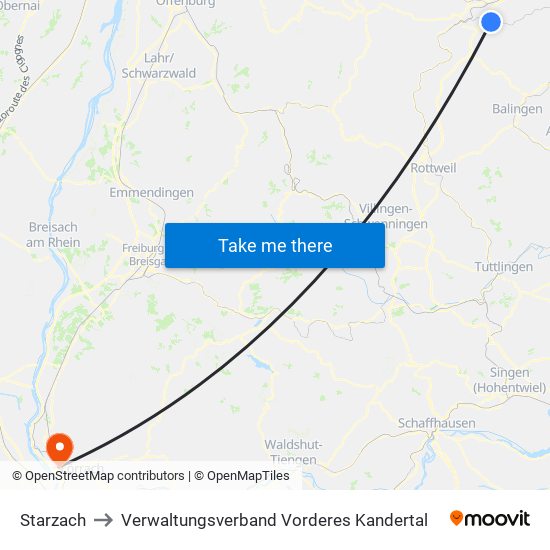 Starzach to Verwaltungsverband Vorderes Kandertal map