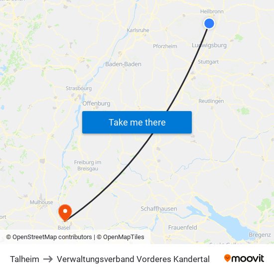 Talheim to Verwaltungsverband Vorderes Kandertal map