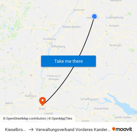 Kieselbronn to Verwaltungsverband Vorderes Kandertal map