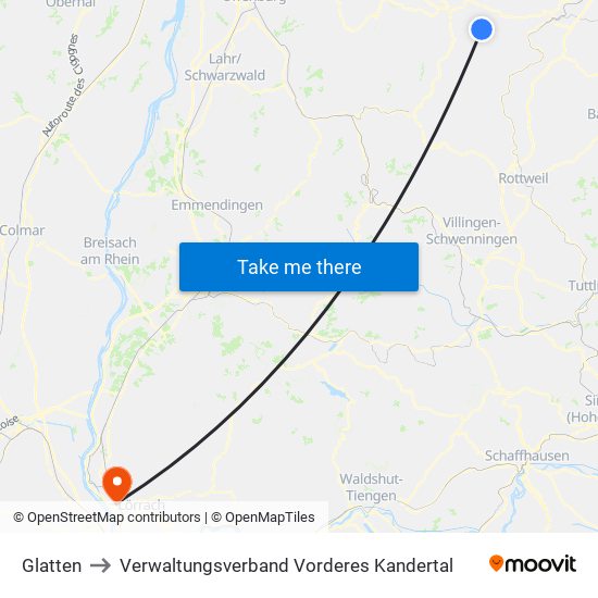 Glatten to Verwaltungsverband Vorderes Kandertal map