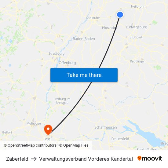 Zaberfeld to Verwaltungsverband Vorderes Kandertal map