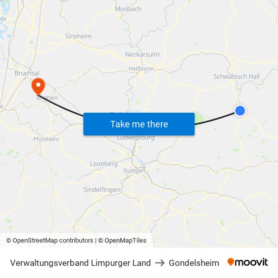 Verwaltungsverband Limpurger Land to Gondelsheim map