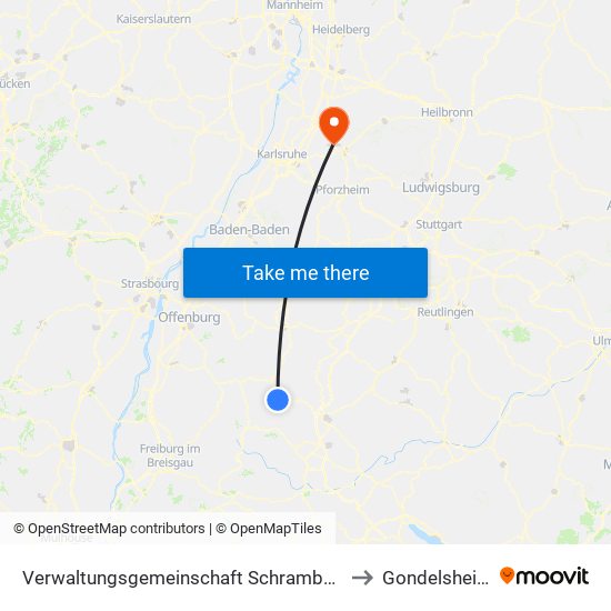 Verwaltungsgemeinschaft Schramberg to Gondelsheim map