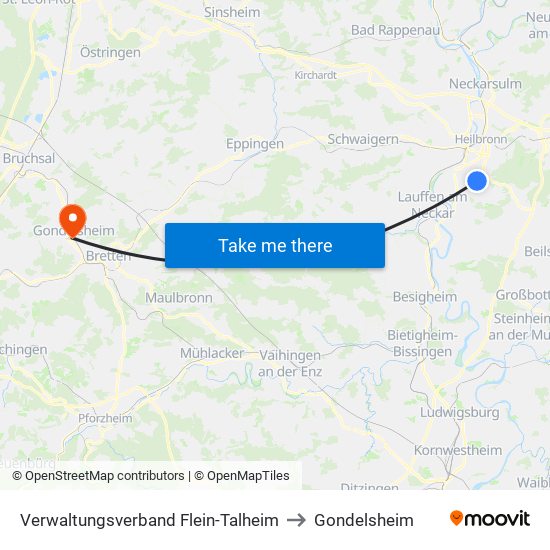 Verwaltungsverband Flein-Talheim to Gondelsheim map