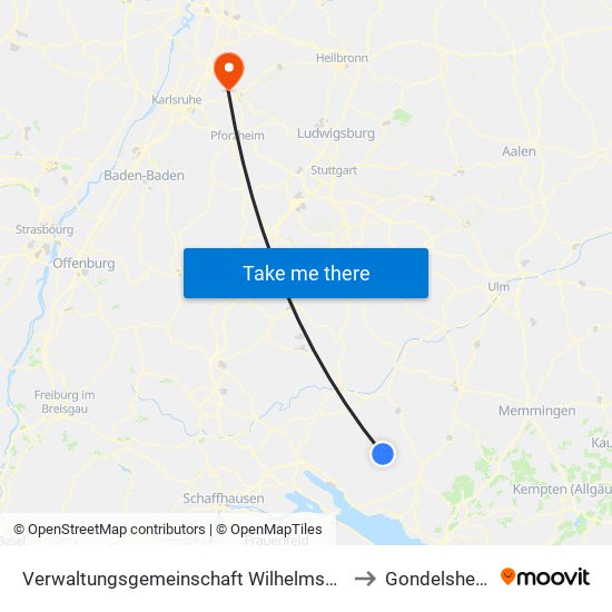 Verwaltungsgemeinschaft Wilhelmsdorf to Gondelsheim map