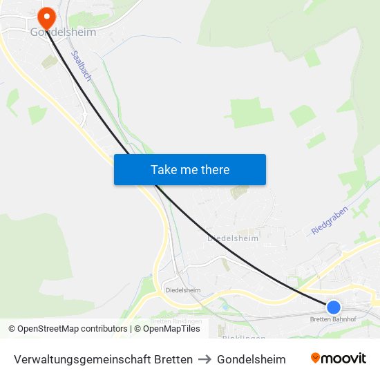 Verwaltungsgemeinschaft Bretten to Gondelsheim map