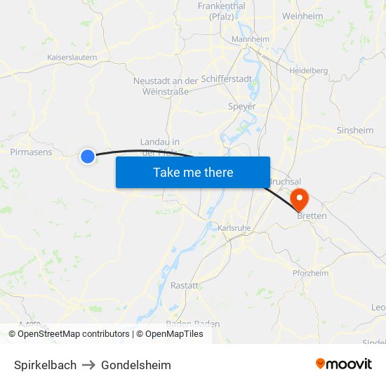 Spirkelbach to Gondelsheim map