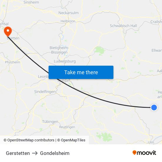 Gerstetten to Gondelsheim map