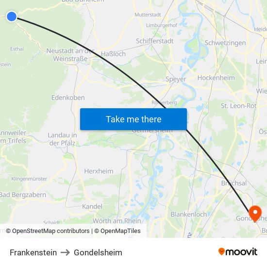 Frankenstein to Gondelsheim map