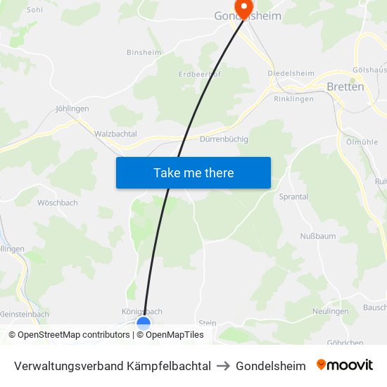 Verwaltungsverband Kämpfelbachtal to Gondelsheim map