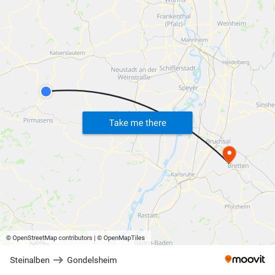 Steinalben to Gondelsheim map