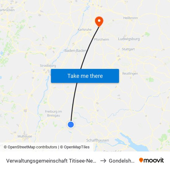 Verwaltungsgemeinschaft Titisee-Neustadt to Gondelsheim map