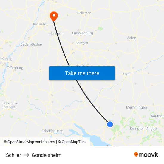 Schlier to Gondelsheim map