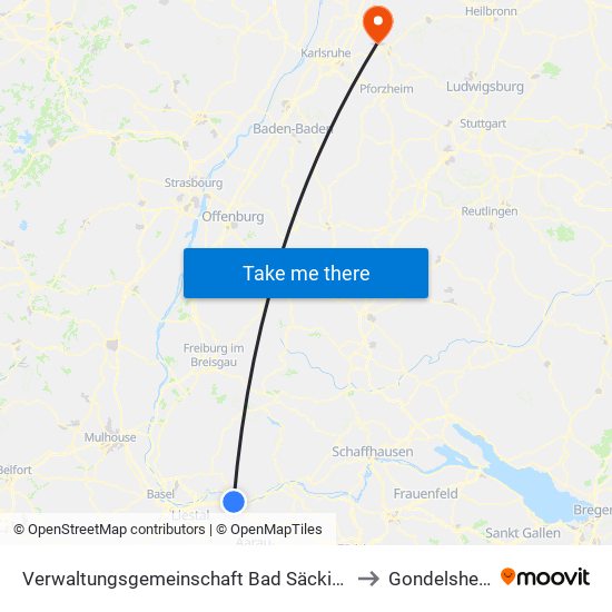 Verwaltungsgemeinschaft Bad Säckingen to Gondelsheim map