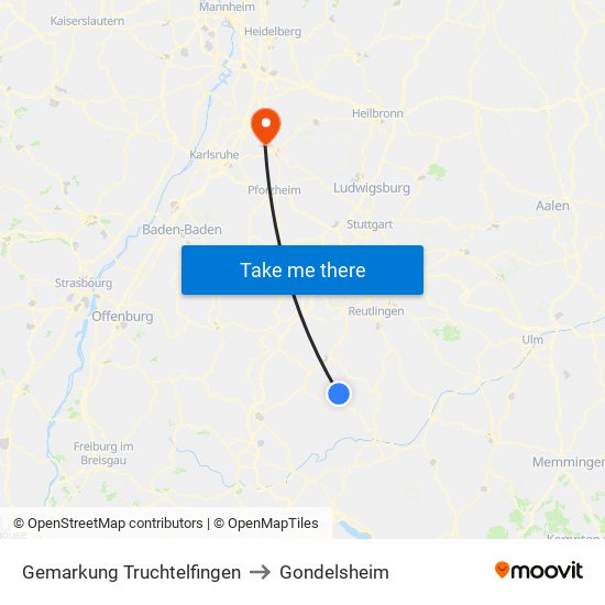 Gemarkung Truchtelfingen to Gondelsheim map