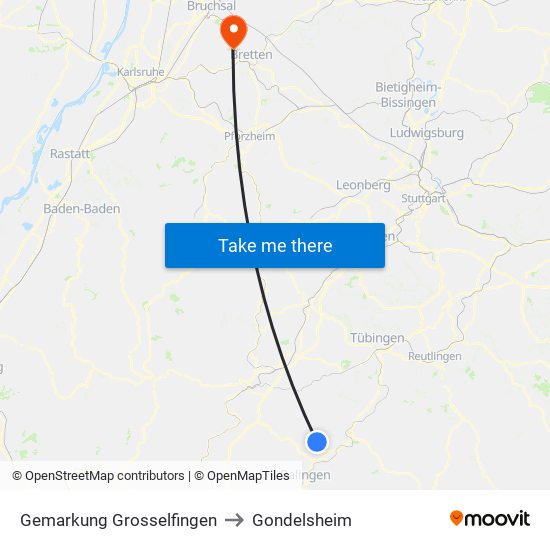 Gemarkung Grosselfingen to Gondelsheim map