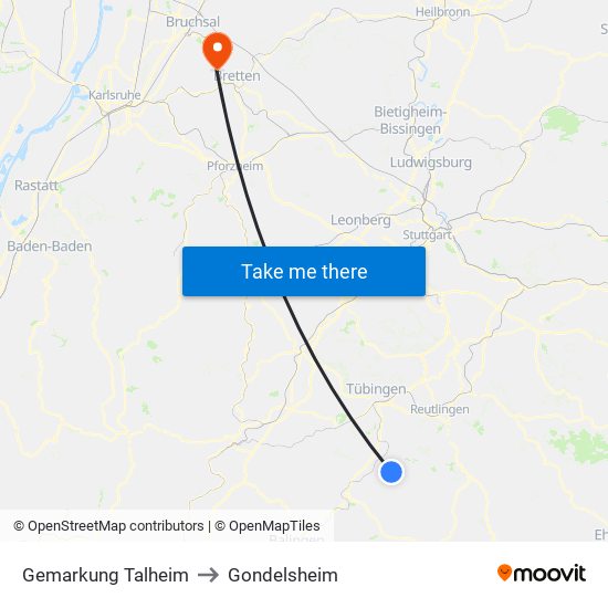 Gemarkung Talheim to Gondelsheim map