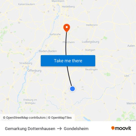 Gemarkung Dotternhausen to Gondelsheim map