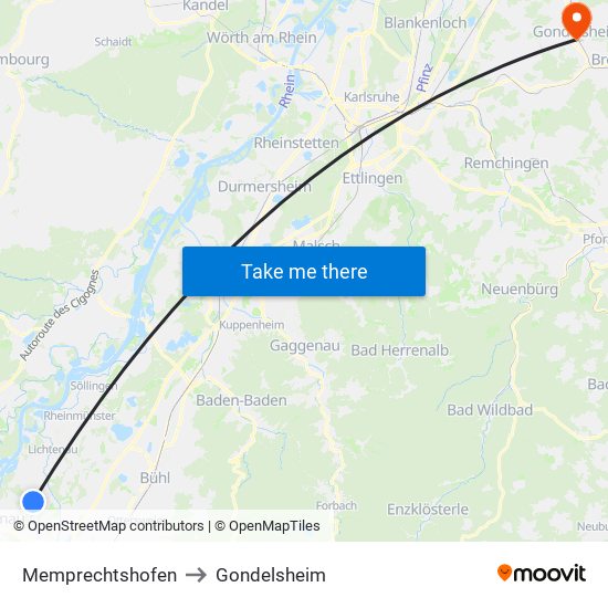 Memprechtshofen to Gondelsheim map