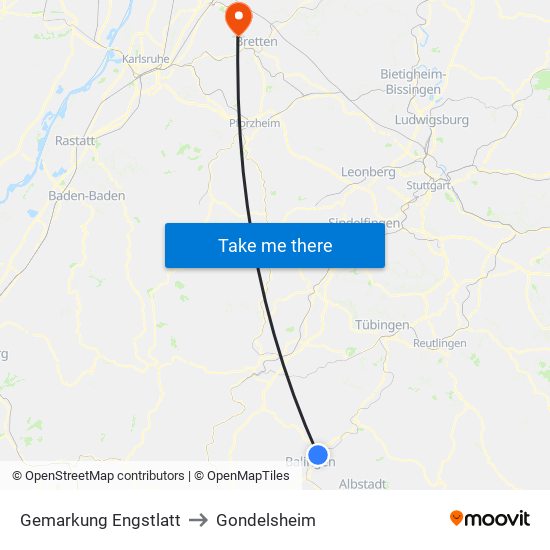 Gemarkung Engstlatt to Gondelsheim map