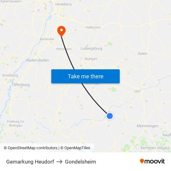 Gemarkung Heudorf to Gondelsheim map