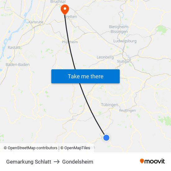 Gemarkung Schlatt to Gondelsheim map