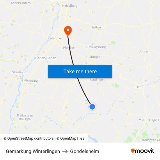 Gemarkung Winterlingen to Gondelsheim map